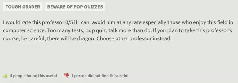 Rate My Professor: is it always bad?